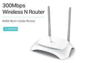 TL-WR840N TP-Link 300Mbps Wireless N Router TL-WR840N TP-Link 300Mbps Wireless N Router TL-WR840N - High-Speed Internet Connectivity, 5dBi Antennas, Multiple Operation Modes (Router, Access Point, Range Extender), Secure Wi-Fi, Parental Controls & Easy Setup for Medium-Sized Homes