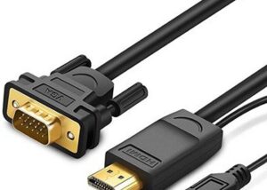 UGREEN-30449 UGREEN HDMI to VGA Converter Cable Micro USB UGREEN HDMI to VGA Converter Cable , 1920 * 1080P @ 60Hz, Gold-Plated Head, Multiple Shielding, Strong Anti-Interference, 1.5 Meters, Black | 30449