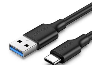 USB A to USB C Charging Data Cable 1 meter UGREEN USB 3.0 A Male to Type C Male Cable Nickel Plating 1m Aluminum Braid for Data Transfer & Charging Adapter, Smartphone (Black)