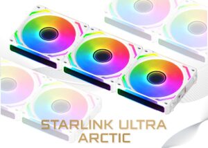 EN40856 Xigmatek Starlink Ultra Arctic aRGB Fans, 2000RPM Fan Speed, 68.5CFM Airflow, Hydraulic Bearing, Remote Controller, 120x120x25mm Dimension, 3 Fan Pack, White | EN40856