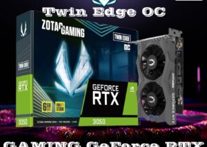 ZT-A30510H-10L ZOTAC GAMING GeForce RTX 3050 6GB OC Twin Edge ZOTAC GAMING GeForce RTX 3050 6GB GDDR6 Twin Edge OC 96-bit ; NVIDIA Ampere Architecture ;  2304 CUDA cores ; Quad Display Support ; PCI Express 4.0 8x ; 3 x DisplayPort 1.4a & 1 x HDMI®