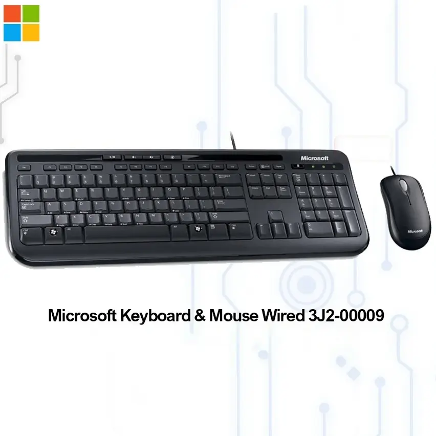 1576-1113 Microsoft Keyboard and Mouse Desktop 600 Microsoft Wired Desktop 600 Business USB Port Arabic Keyboard+Mouse Calculator hot key Spill resistant Media center Quiet-touch keys Black | 3J2-00009