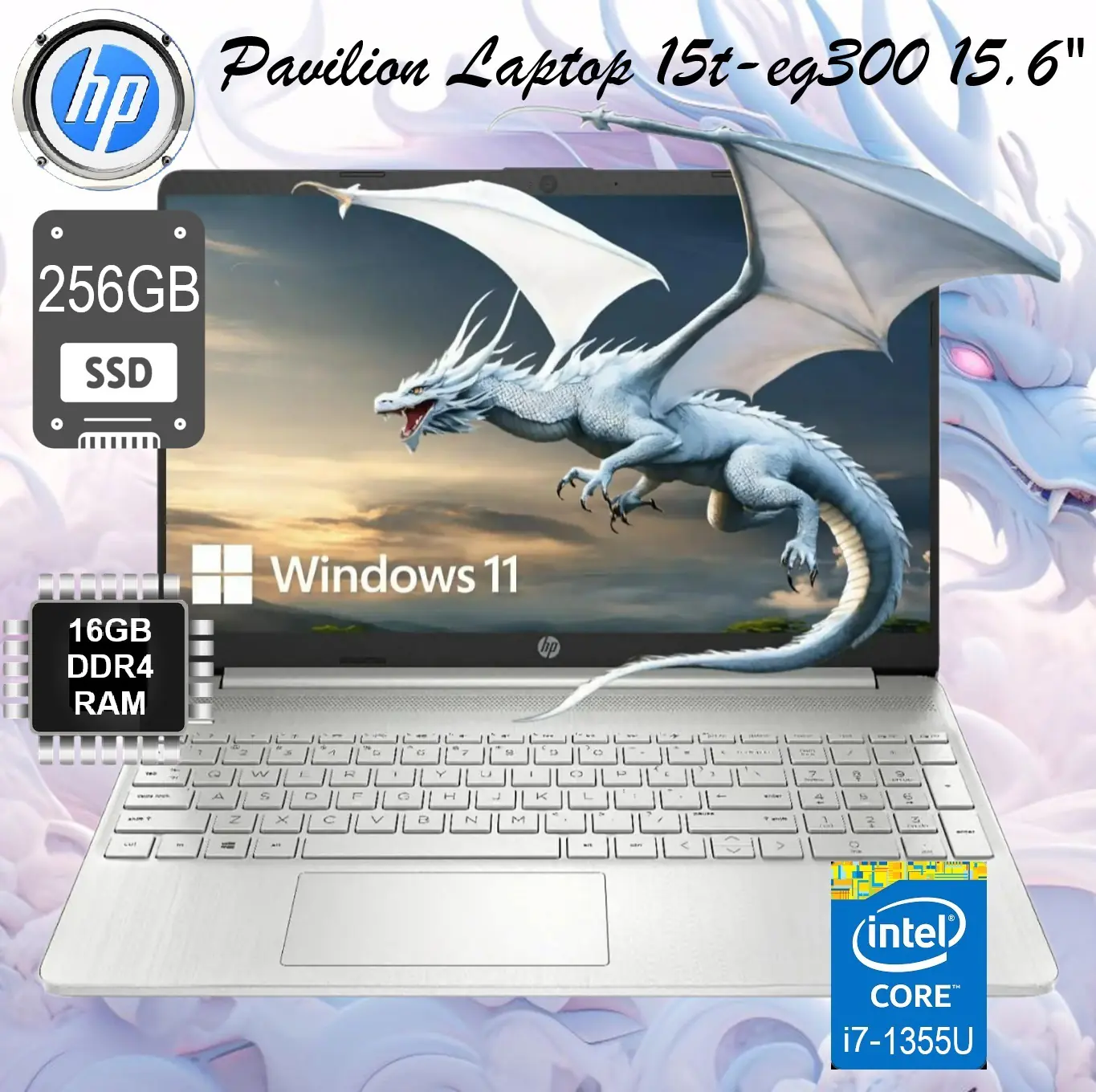 8Y3G2U8R#ABA HP Pavilion i7-1355U 16GB RAM 256GB SSD HP Pavilion 15t-eg300 Intel Core i7-1355U | 16GB DDR4 RAM ; 256GB NVMe™ SSD | 15.6" FHD IPS Display | Windows 11 | Natural silver ~ New Factory Refurb