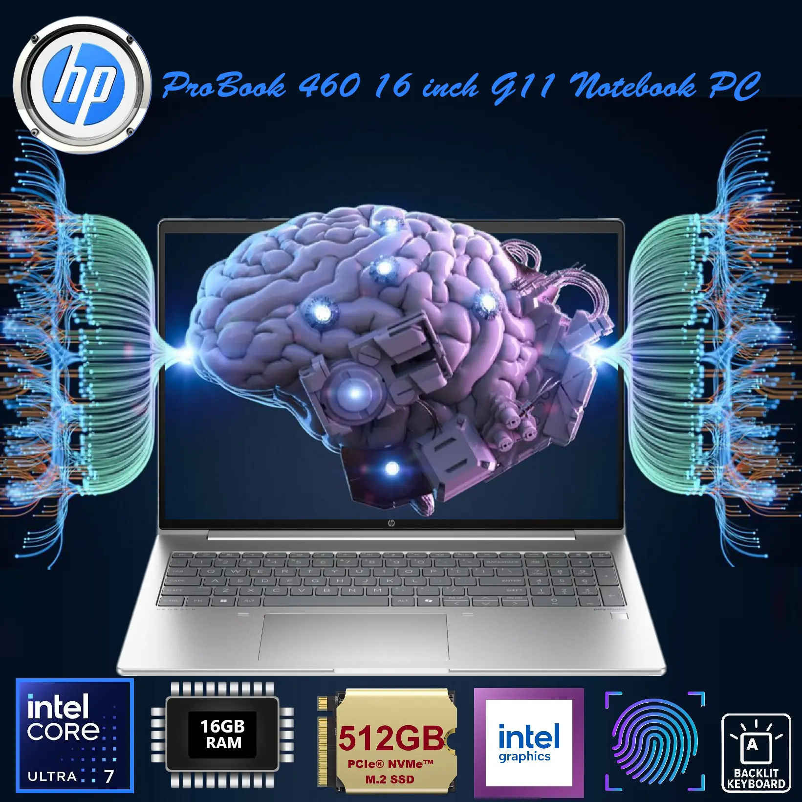 A23C9EA#BH5 HP ProBook 460 G11 Ultra 7 155U 16GB DDR5 RAM HP ProBook 460 G11 Notebook PC (A23C9EA) Intel® Core™ Ultra 7 155U | 16GB DDR5 RAM ; 512GB NVMe™ SSD | Intel® Graphics | 16 inch WUXGA IPS Display | Backlit English Arabic Keyboard | DOS | Fingerprint Sensor | Pike Silver