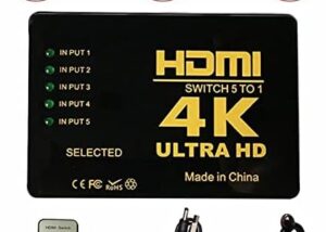 4K HDMI Switch 5 Port Video Switcher Supports 3D Full 1080P Ultra HD HDMI Splitter with IR Remote