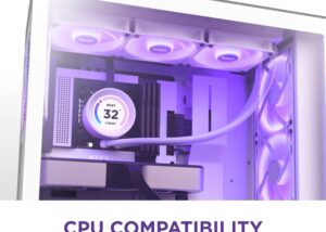 NZXT Kraken Elite RGB 360 - RL-KR36E-W1 - 360mm AIO CPU Liquid Cooler - Customizable 2.36" LCD Display for Images, Performance Metrics - High-Performance Pump - 3 x F120 RGB Core Fans - White
