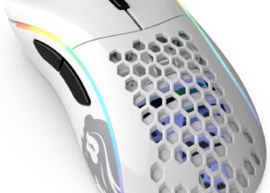 Glorious Gaming  D  Mouse RGB White Glorious Gaming Model D Wired Gaming Mouse - 68g Superlight Honeycomb Design, RGB, Ergonomic, Pixart 3360 Sensor, Omron Switches, PTFE Feet, 6 Buttons - Glossy White