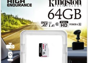 Kingston High Endurance 64GB MicroSD Card High Performance, 1080P, Full HD, Up to 95MB/S Read, (SDCE/64GB)