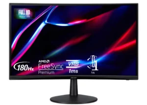 Acer ED240Q S3 23.6 Inch Full HD 1500R Curve VA LCD Monitor with Backlit LED I 1 MS VRB, 180Hz Refresh I 250 Nits I 2xHDMI 1xDP Ports with HDMI & DP Cable I Eye Care Features I Stereo Speakers I Black