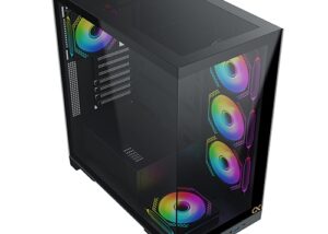 Xigmatek Endorphin Ultra Black with 5 ARGB Fans Mid-Tower Case Crystal Clear Front , Left Tempered Glass Design Superior Airflow & Ventilation Design