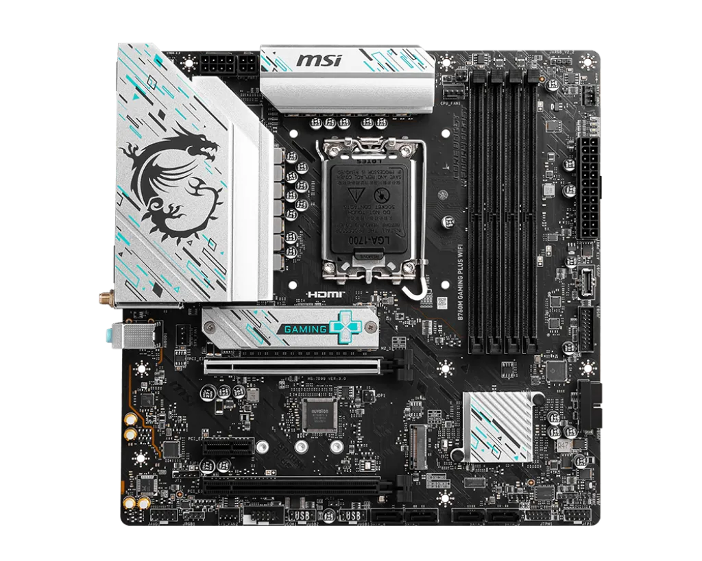 MSI B760M Gaming Plus WiFi Gaming Motherboard (Supports 12th/13th Gen Intel Processors, LGA 1700, DDR5, PCIe 4.0, M.2, 2.5Gbps LAN, USB 3.2 Gen2, Wi-Fi 6E, ATX)