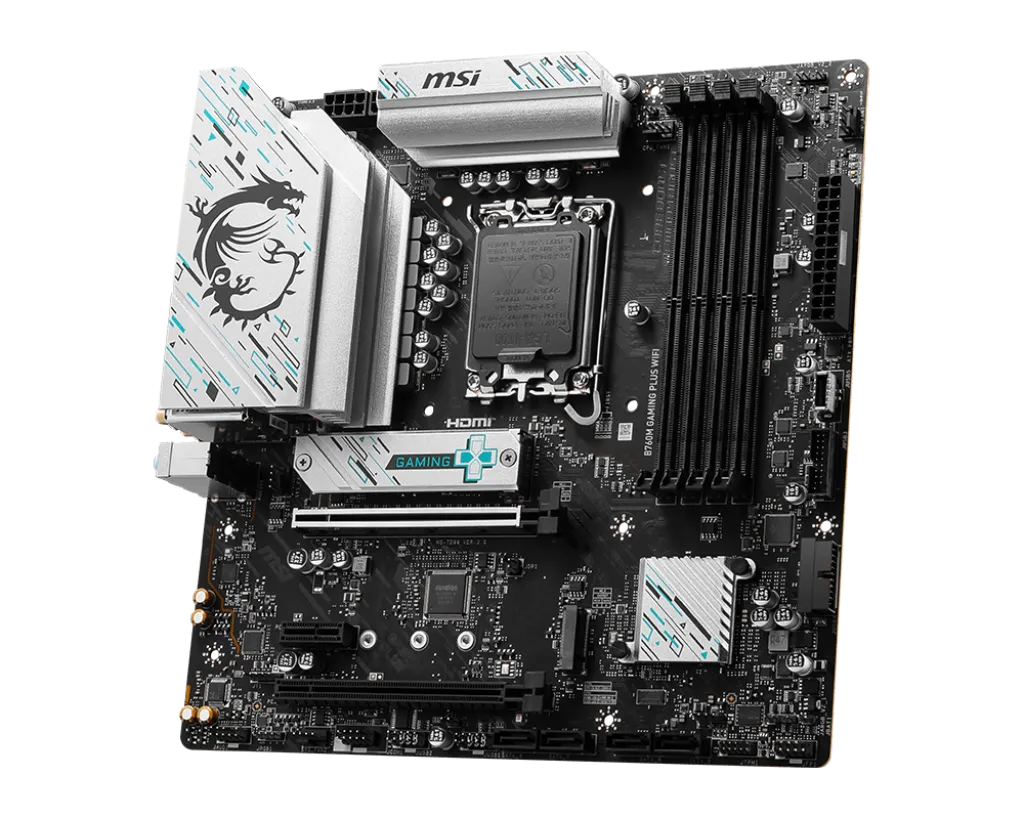 MSI B760M Gaming Plus WiFi Gaming Motherboard (Supports 12th/13th Gen Intel Processors, LGA 1700, DDR5, PCIe 4.0, M.2, 2.5Gbps LAN, USB 3.2 Gen2, Wi-Fi 6E, ATX)