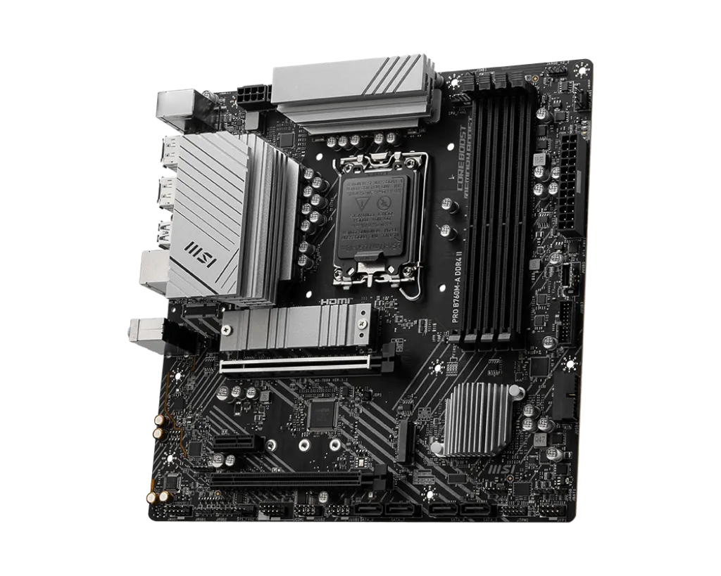 MSI PRO B760M-A DDR4 II mATX Motherboard LGA 1700 Support Intel® Core™ 14th/ 13th/ 12th Gen Processors ; PCIe 4.0 slot, Lightning Gen 4 x4 M.2 , Intel Turbo USB 3.2 Gen 2 ; 2.5G LAN - Image 5