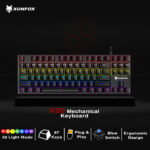 XUNFOX K80 Mechanical Gaming Keyboard, Blue/Red Switch Mechanical Keyboard Wired with 87 RGB Backlit Keys for Gaming