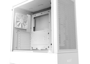 NZXT H5 Flow RGB Compact ATX Mid-Tower PC Gaming Case – CC-H51FW-R1 - High Airflow Perforated Front Panel – Tempered Glass Side Panel – Cable Management – 2 x F140 RGB Core Fans – White