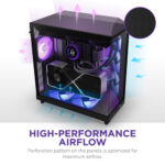 NZXT H6 Flow RGB | CC-H61FB-R1 | Compact Dual-Chamber Mid-Tower Airflow Case | Includes 3 x 120mm RGB Fans | Panoramic Glass Panels | High-Performance Airflow Panels | Cable Management | Black