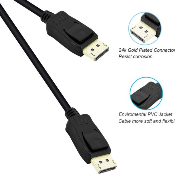 DisplayPort to DisplayPort 1.8M Cable, DP to DP Male to Male , Supports 4K@60Hz, 2K@144Hz Compatible for Lenovo, Dell, HP, ASUS and More