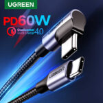 UGREEN USB-C to Angled USB-C 60W Fast Cable Aluminum 2M