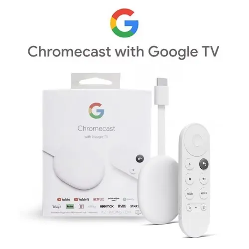 Google Chromecast with Google TV 4K Google Chromecast with Google TV 4K - Streaming Stick Entertainment with Voice Search - Watch Movies, Shows, and Live TV in 4K HDR - Snow