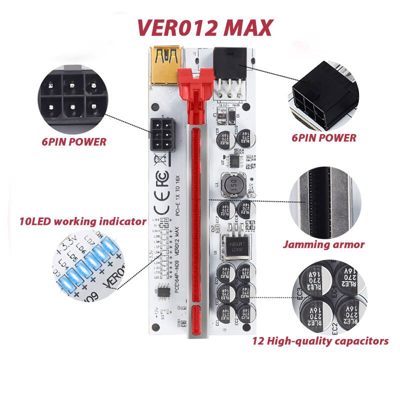 1Pcs-Newest-Riser-VER012-MAX-USB-3-0-PCI-E-Riser-VER-012-MAX-Express-1X