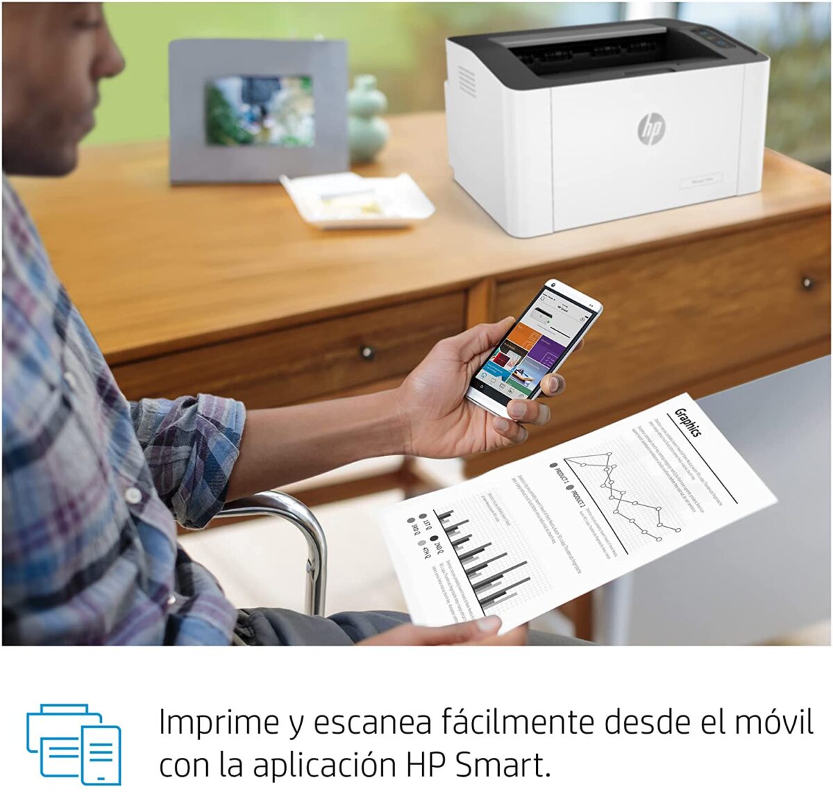 HP LaserJet 107w Mono Wireless Printer - White "106 TONER" - Image 2
