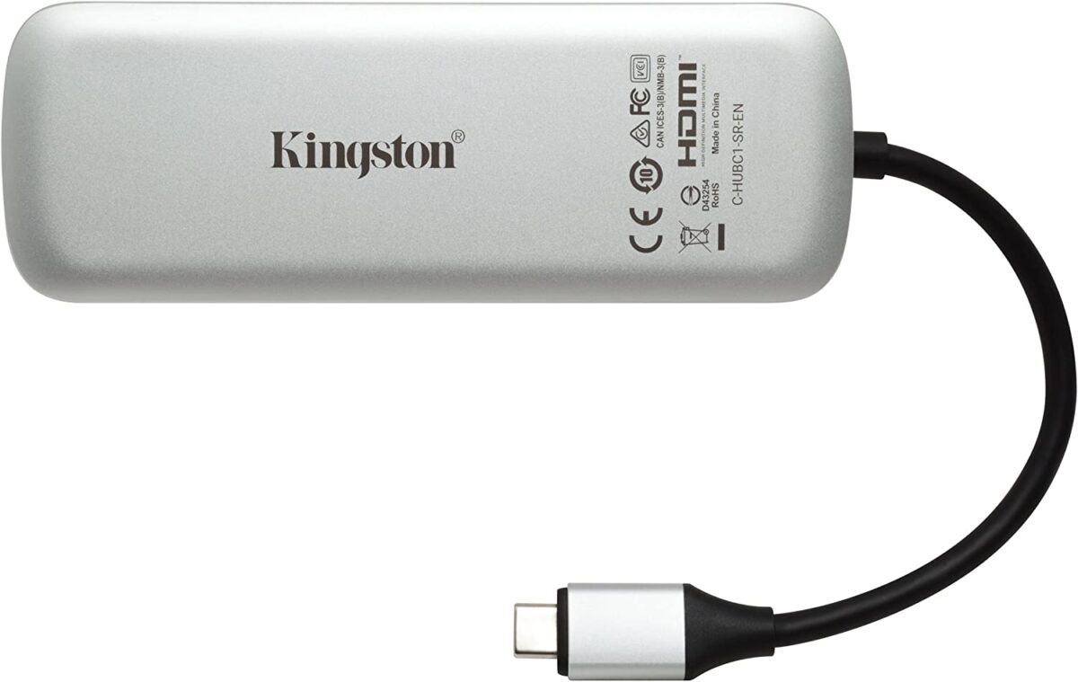 71KRZhyfmAL._AC_SL1500_ Kingston Nucleum USB C Hub, Type-C Adapter Connect USB 3.0, HDMI, SD/MicroSD , White - Image 6