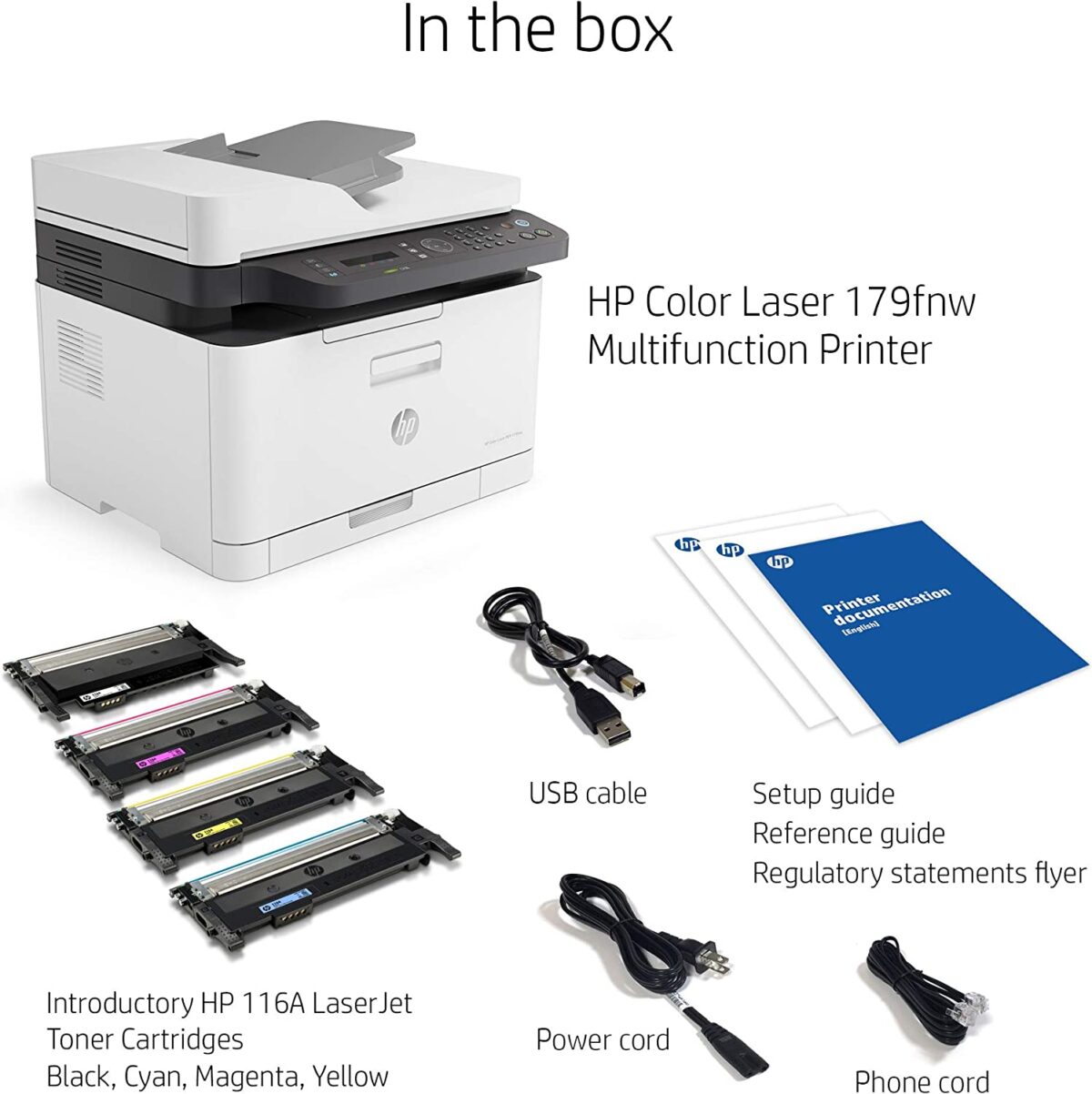 HP Color Laser MFP179fnw Wireless All in One Laser Printer with Mobile Printing & Built-in Ethernet, Works with Alexa (4ZB97A)