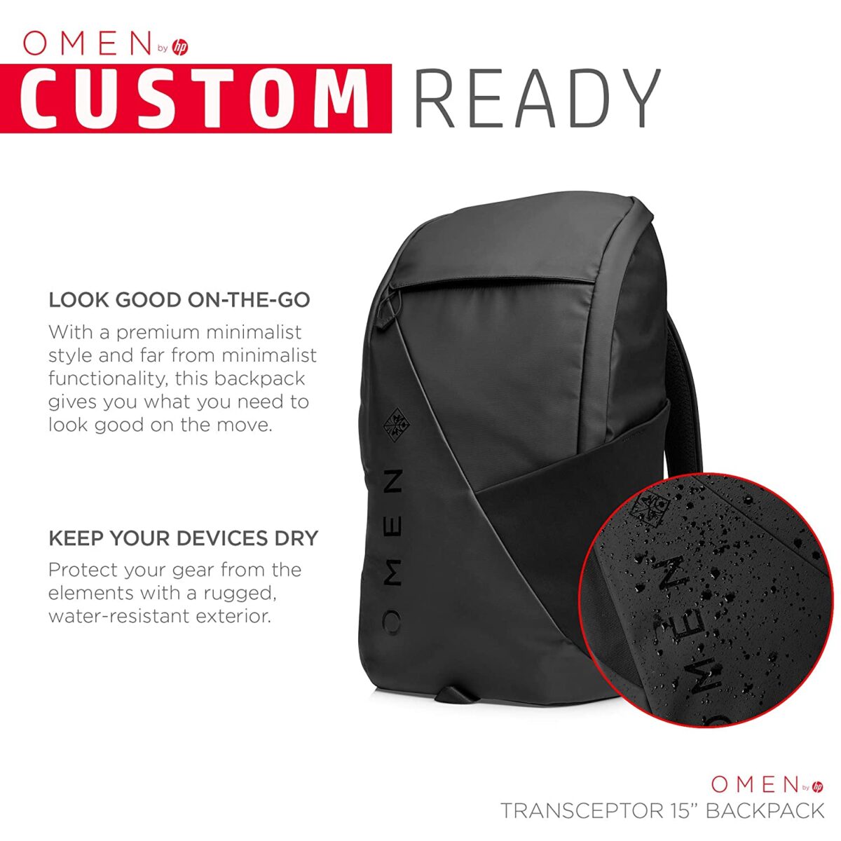 HP OMEN Transceptor 15.6-inch Backpack, black - Image 9