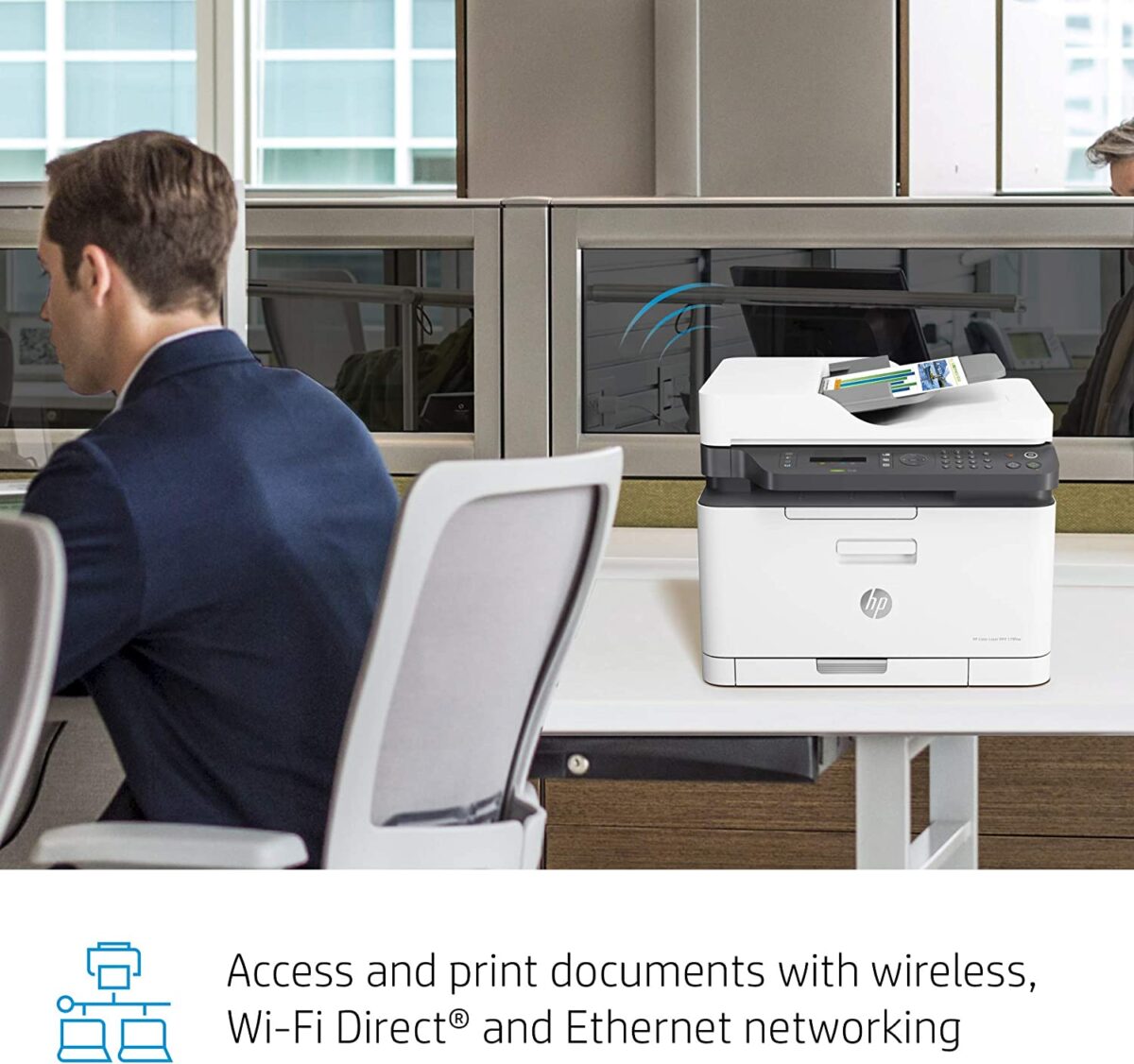HP Color Laser MFP179fnw Wireless All in One Laser Printer with Mobile Printing & Built-in Ethernet, Works with Alexa (4ZB97A)