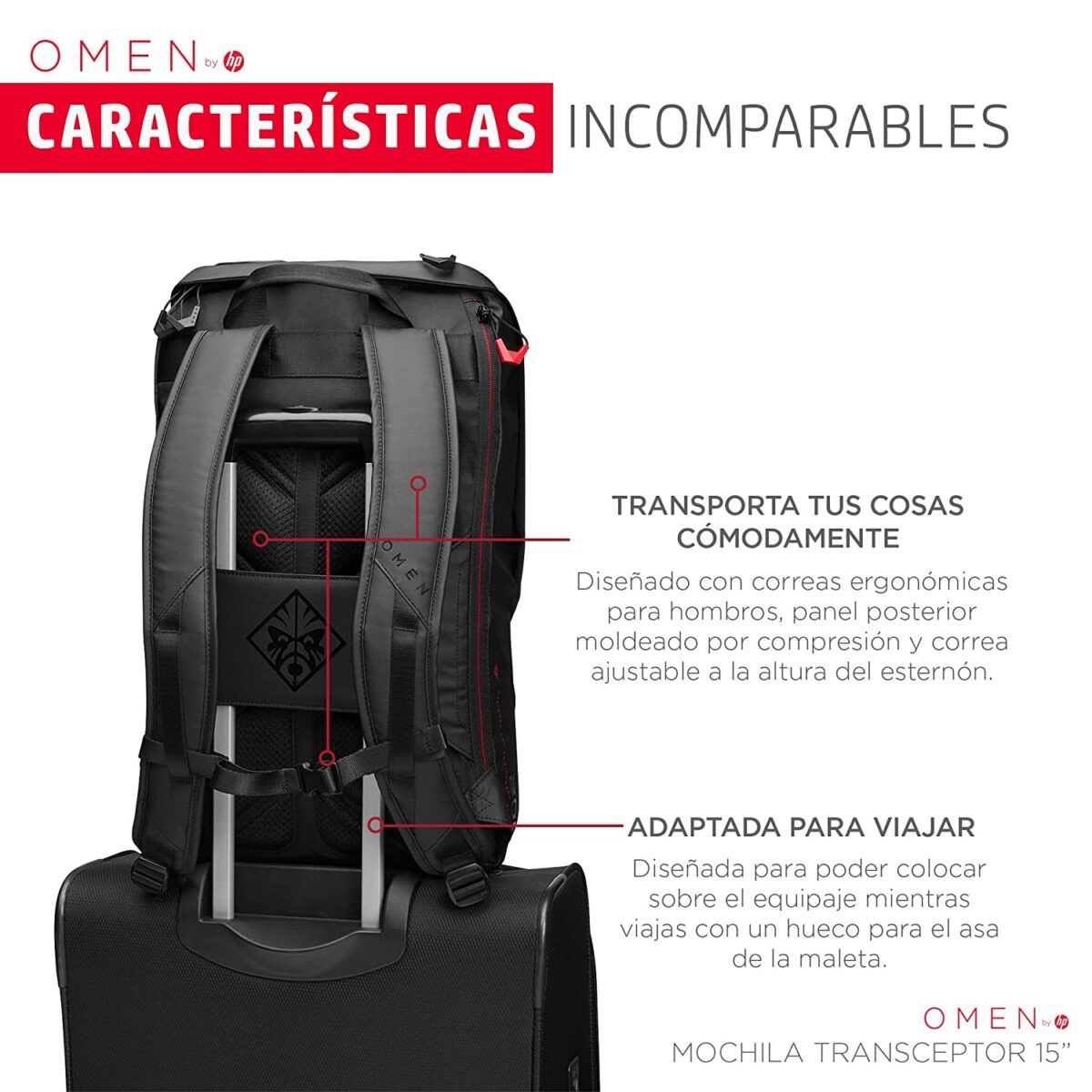 HP OMEN Transceptor 15.6-inch Backpack, black - Image 4