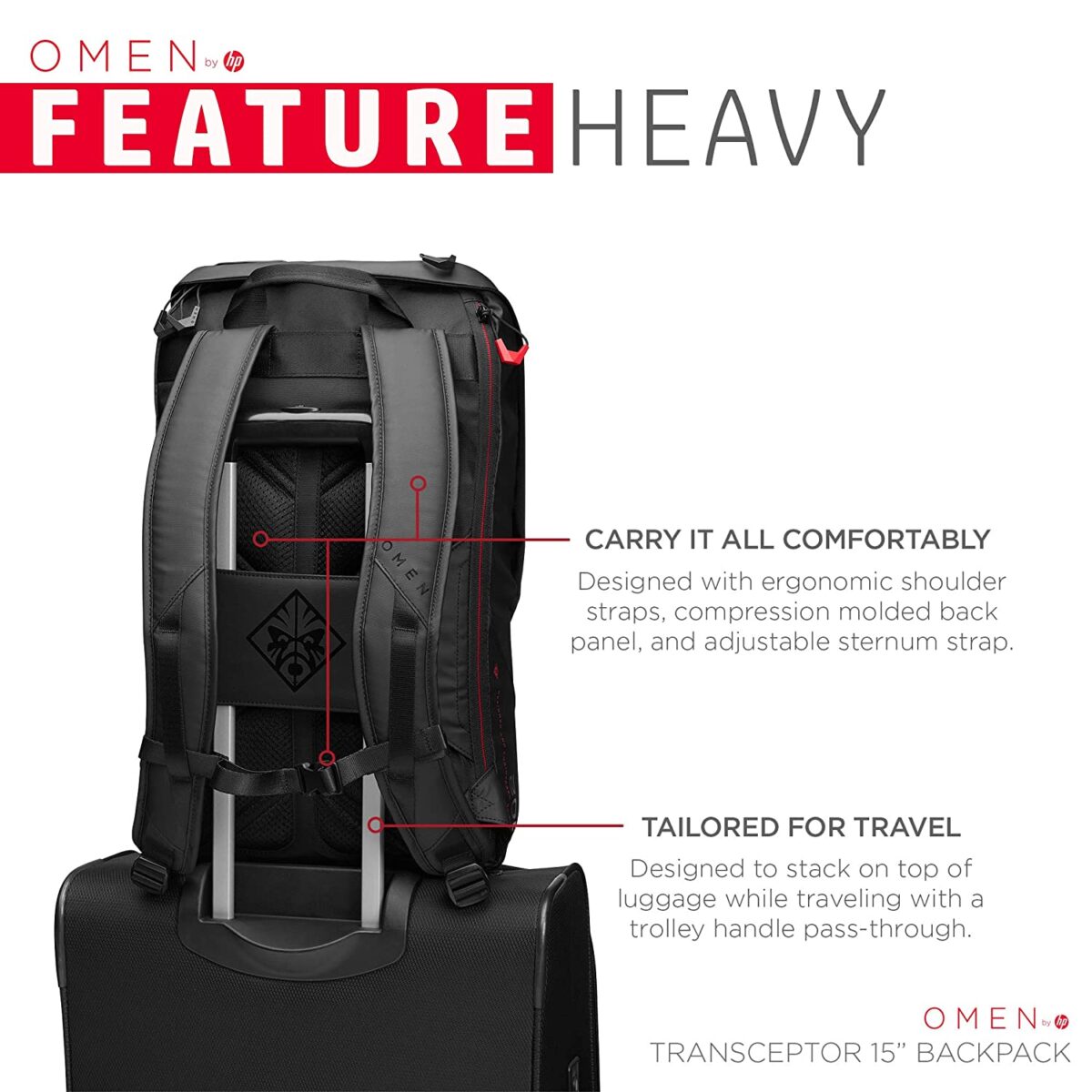HP OMEN Transceptor 15.6-inch Backpack, black - Image 7