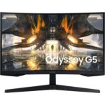 SAMSUNG 32" Odyssey G55A QHD 165Hz 1ms FreeSync Curved Gaming Monitor with HDR 10, Futuristic Design for Any Desktop, LS32AG550ENXZA