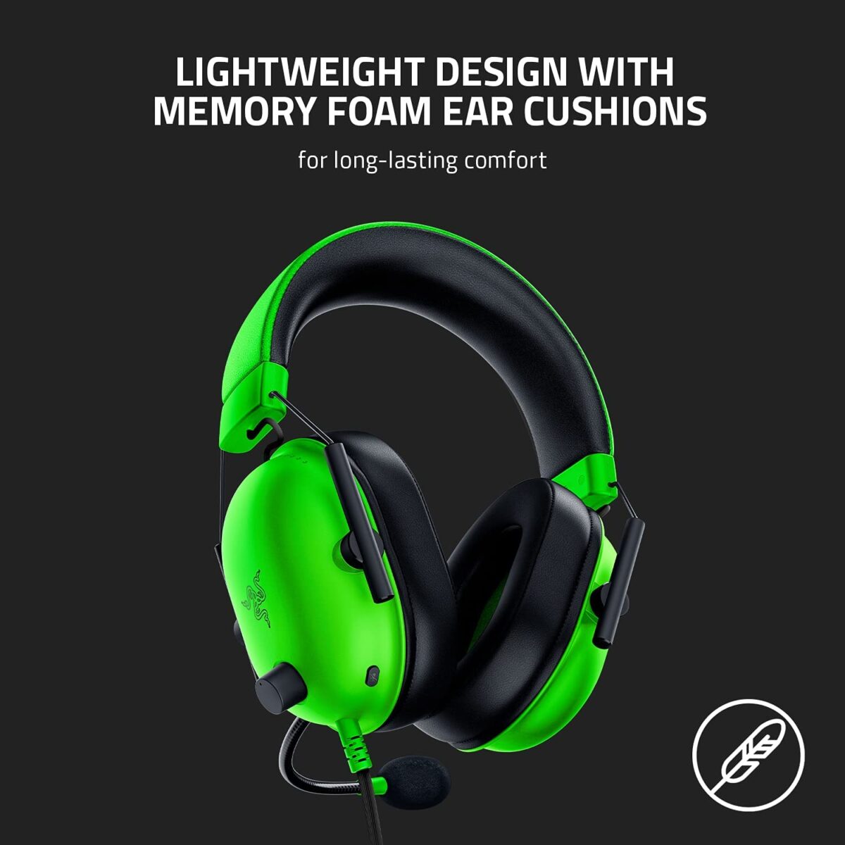 RAZER BLACKSHARK V2 X - WIRED GAMING HEADSET - GREEN AUX - Image 5
