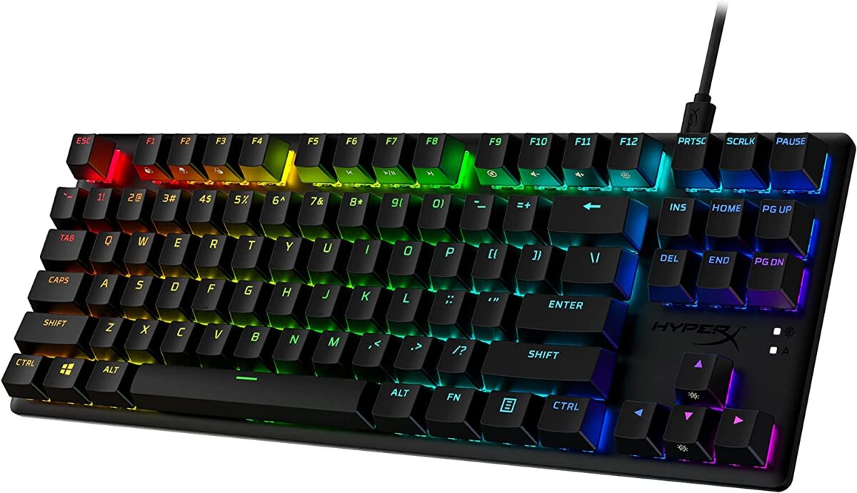 HyperX Alloy Origins Core PBT - TKL Mechanical Gaming Keyboard, PBT Keycaps, RGB lighting, Compact, Aluminum Body, Customizable with HyperX NGENUITY, Onboard Memory - HyperX Linear Red Switch - Image 1