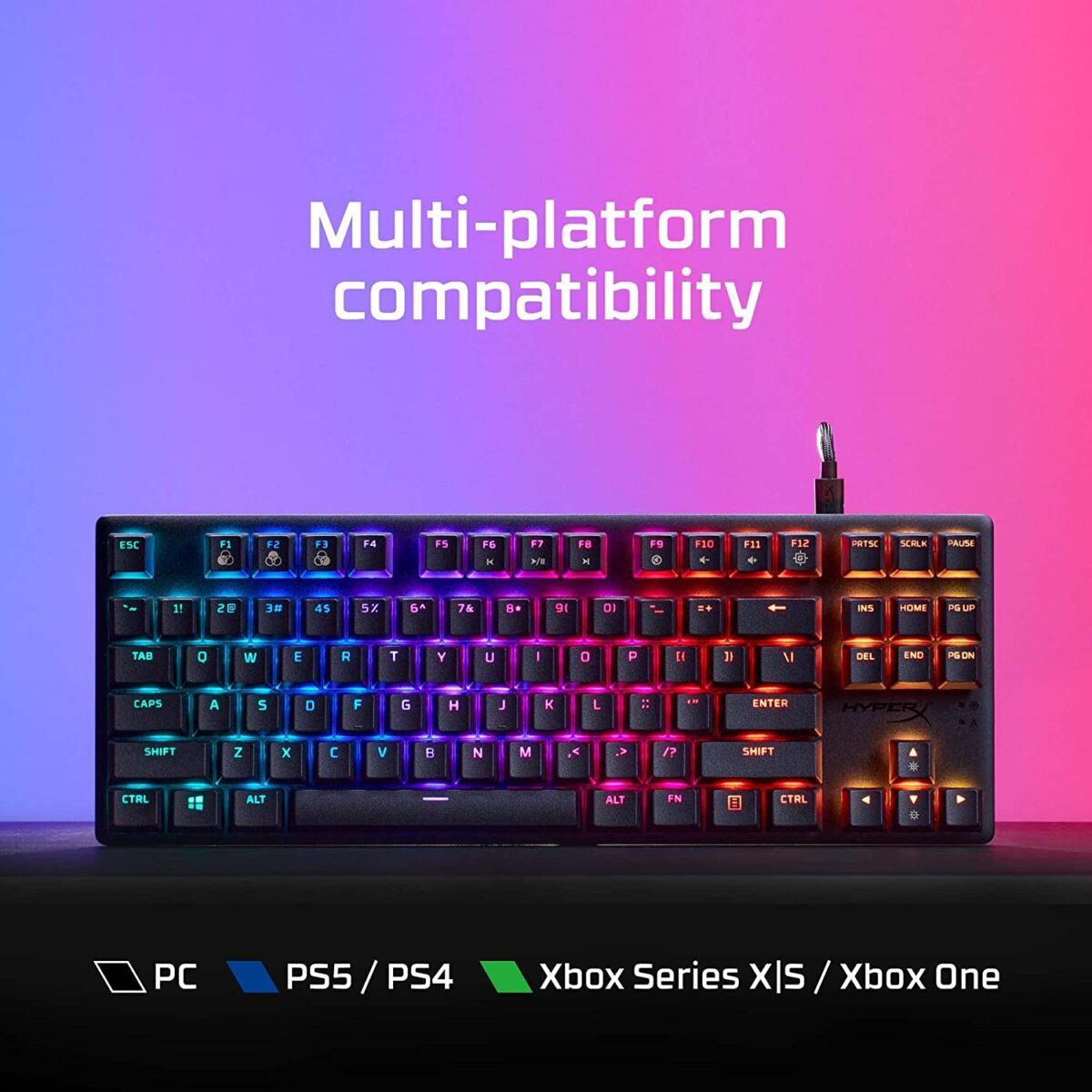 HyperX Alloy Origins Core PBT - TKL Mechanical Gaming Keyboard, PBT Keycaps, RGB lighting, Compact, Aluminum Body, Customizable with HyperX NGENUITY, Onboard Memory - HyperX Linear Red Switch - Image 4