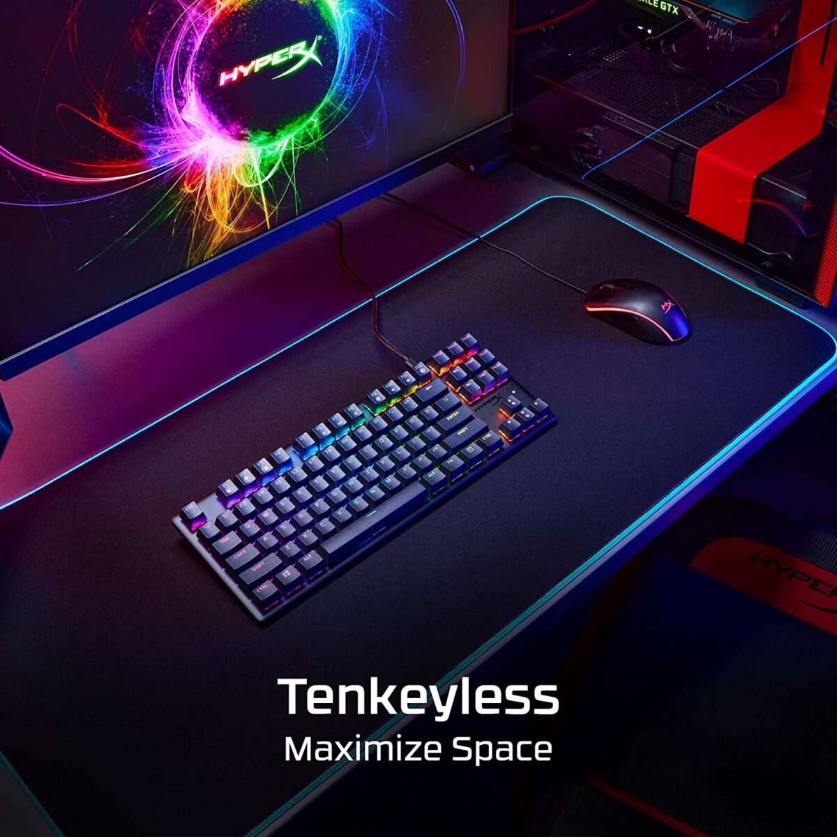 HyperX Alloy Origins Core PBT - TKL Mechanical Gaming Keyboard, PBT Keycaps, RGB lighting, Compact, Aluminum Body, Customizable with HyperX NGENUITY, Onboard Memory - HyperX Linear Red Switch - Image 2