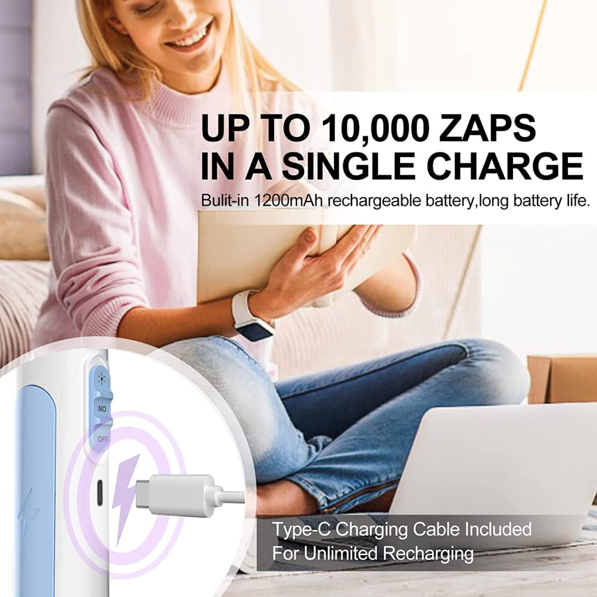 Bug Zapper Racket, Electric Fly Swatter Racket قاتل الحشرات و الذباب - Image 4