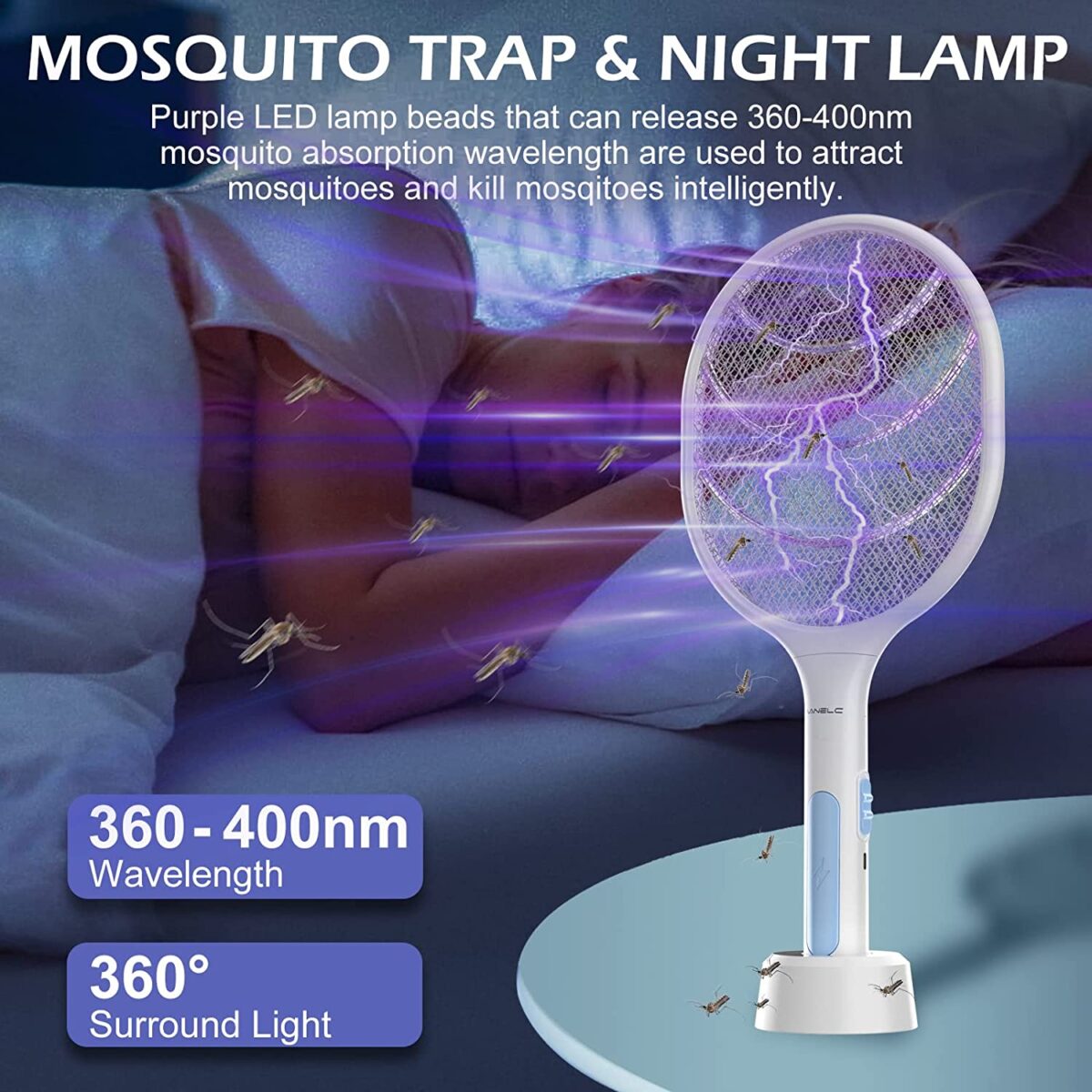 Bug Zapper Racket, Electric Fly Swatter Racket قاتل الحشرات و الذباب - Image 5