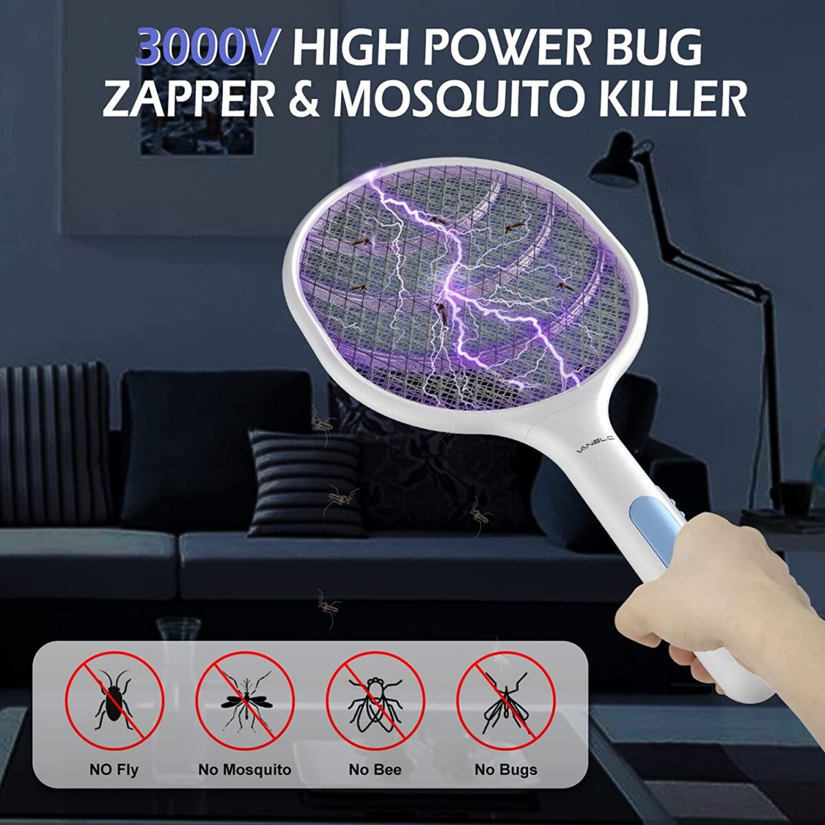 Bug Zapper Racket, Electric Fly Swatter Racket قاتل الحشرات و الذباب - Image 6