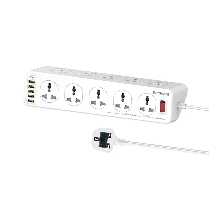 PROMATE POWER MATRIX-3M 10AC SOCKET SPACE EFFICIENT POWER STRIP WITH USB PORTS - Image 6