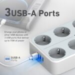 PROMATE POWER CORD 8EU-4M 8OUTLET POWER STRIP WITH 3USB PORTS - Image 3