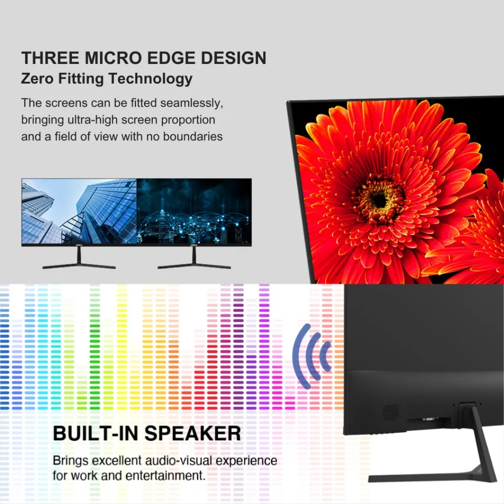 22" 100Hz Gaming Office Computer Monitor 22" Gaming & Office Computer Monitor 1080p FHD, 100Hz, IPS Panel, , Frameless & Ultra Slim, VESA Mountable, Adaptive Sync, HDMI & VGA, Built-in Speakers