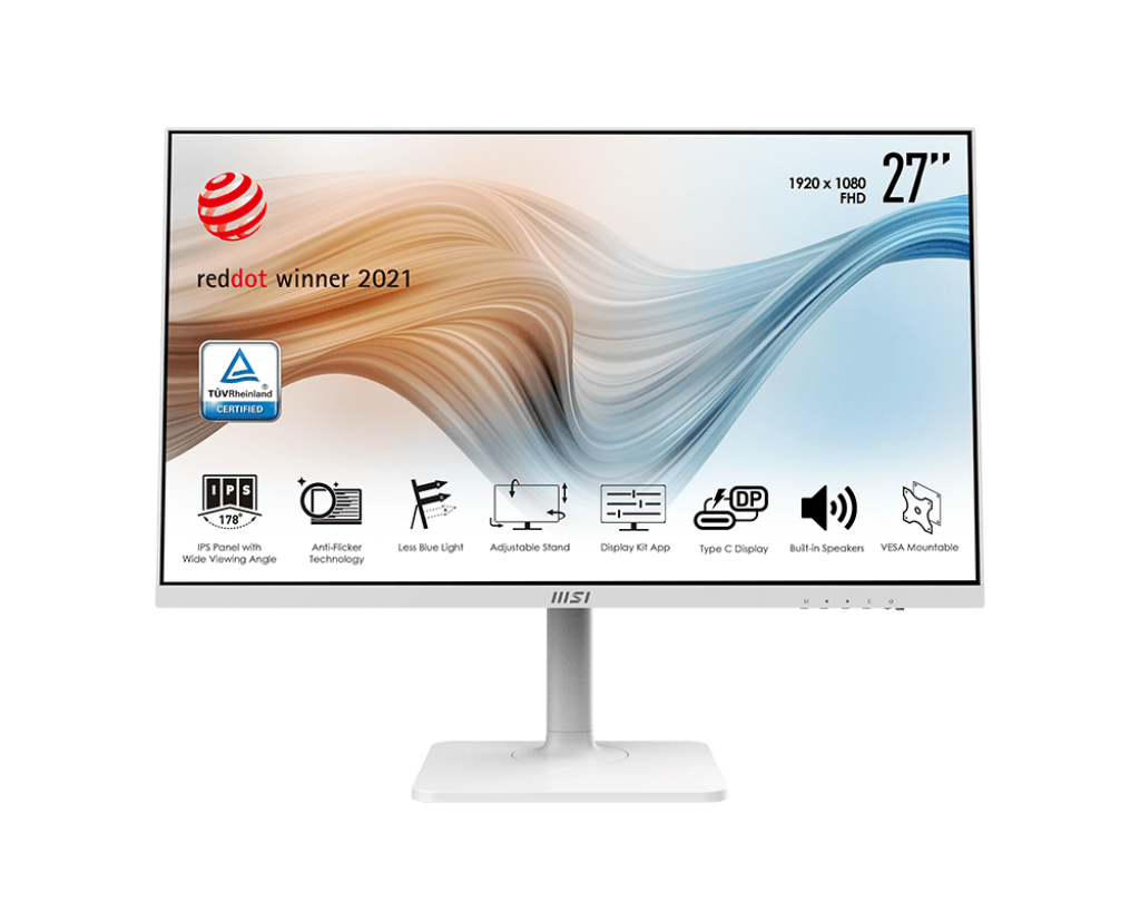 1024 MSI MODERN MD271PW 27" 75Hz FHD IPS WHITE MONITOR - Image 1