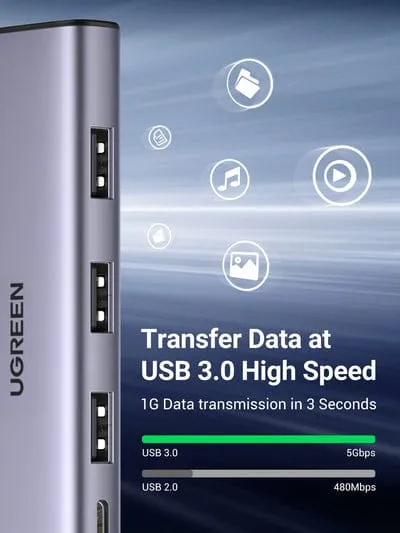 UGREEN USB HUB 3.0 TO 4 USB 3.0 AND TYPE-C 20805 - Image 2