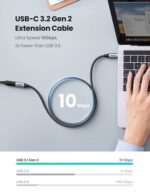 UGREEN USB-C MALE TO USB-C FEMALE GEN2 1M DARK GRAY CABLE - Image 3