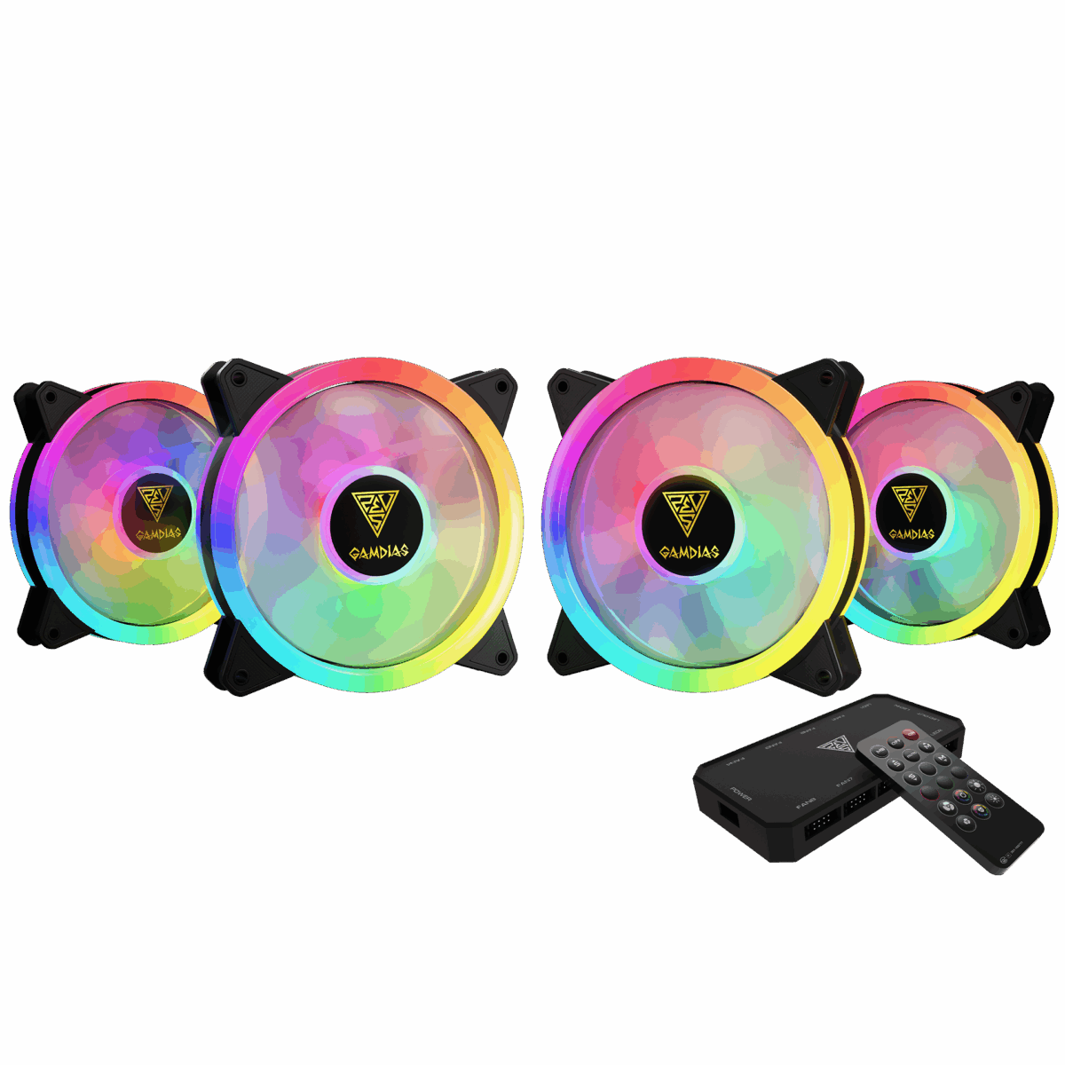 GAMDIAS AEOLUS M2-1204R BLACK 4*FANS HYDRAULIC 1500RPM - Image 1