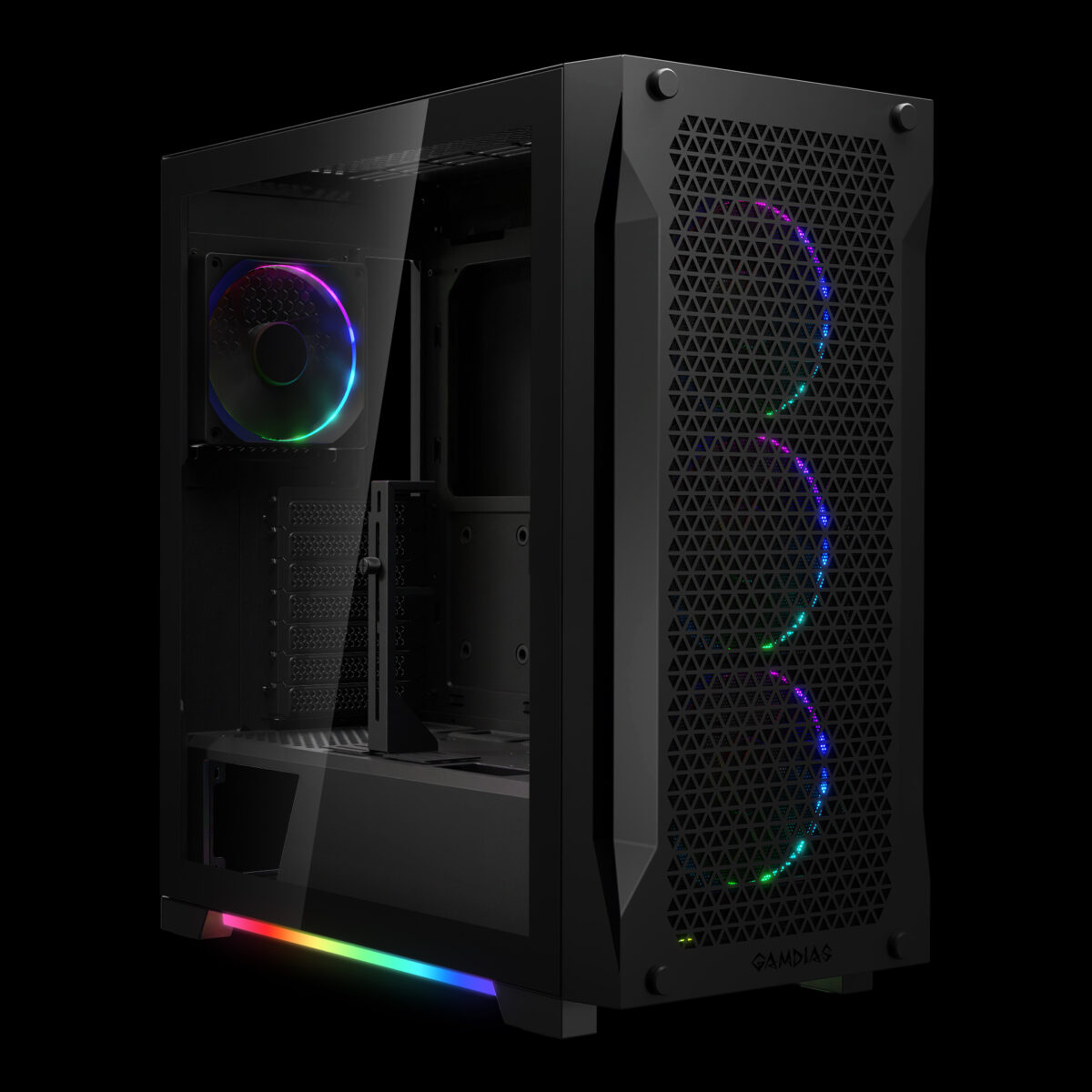 GAMDIAS ATHENA P1 MIDTOWER TG*1 / FAN*4 BLACK CASE - Image 2