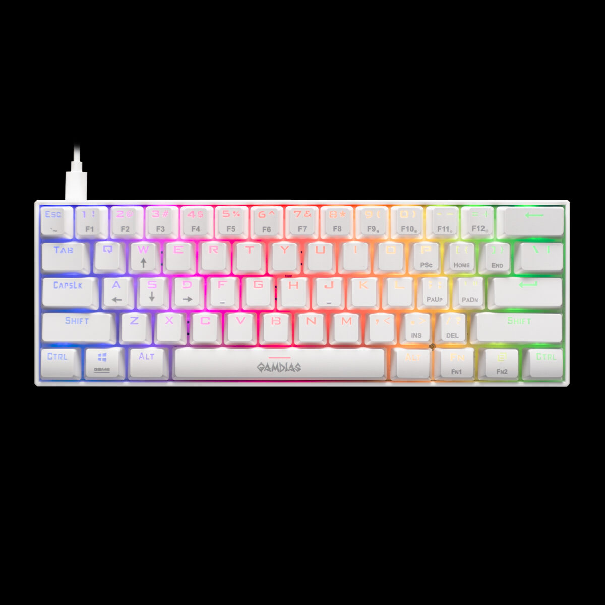 GAMDIAS HERMES E3 RGB BLUE SWITCH WHITE WIRED KEYBOARD - Image 1