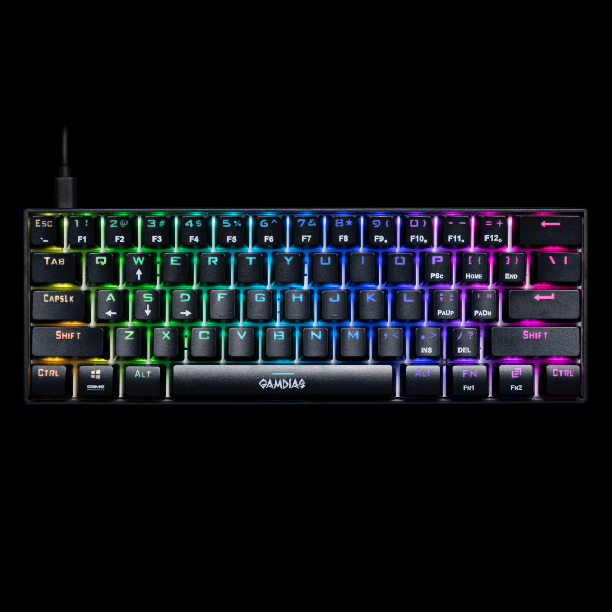 GAMDIAS HERMES E3 RGB RED SWITCH BLACK WIRED KEYBOARD - Image 1