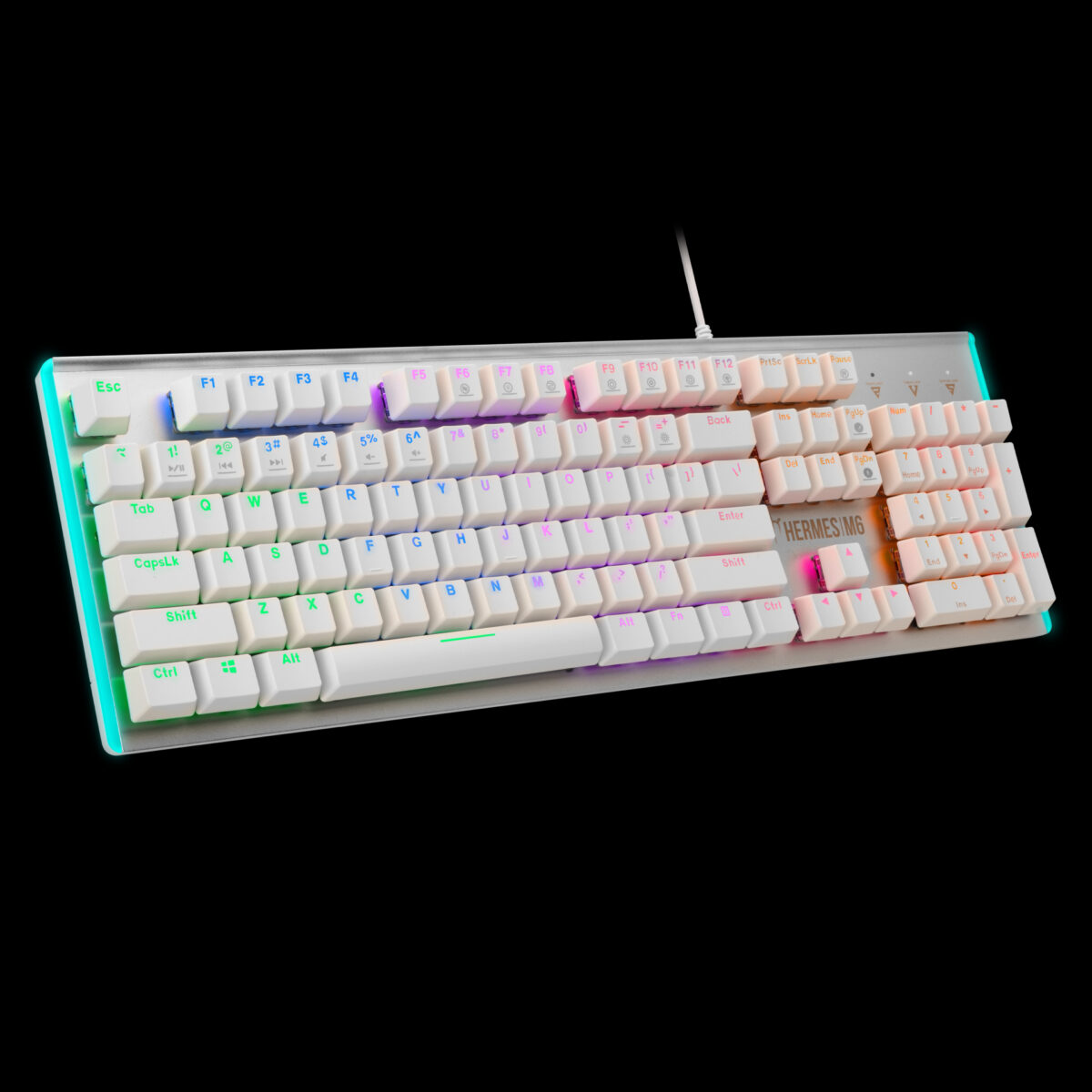 GAMDIAS HERMES M6 WHITE/SILVER BLUE SWITCH WIRED KEYBOARD - Image 2